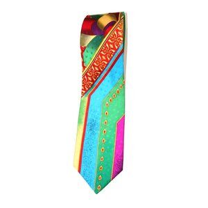 Vintage Vitaliano Pancaldi Italy Silk Tie geometric Colorful Bright Abstract